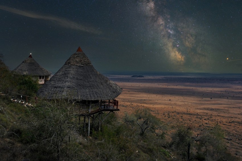 Beautiful night landscape with stars and the Milky Way