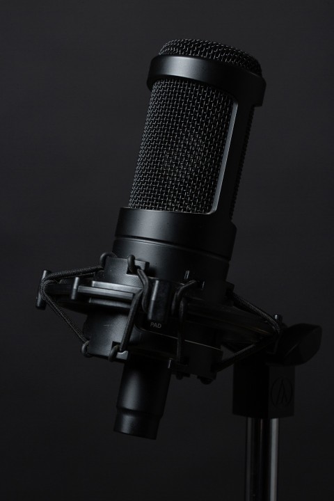 Standing microphone in studio